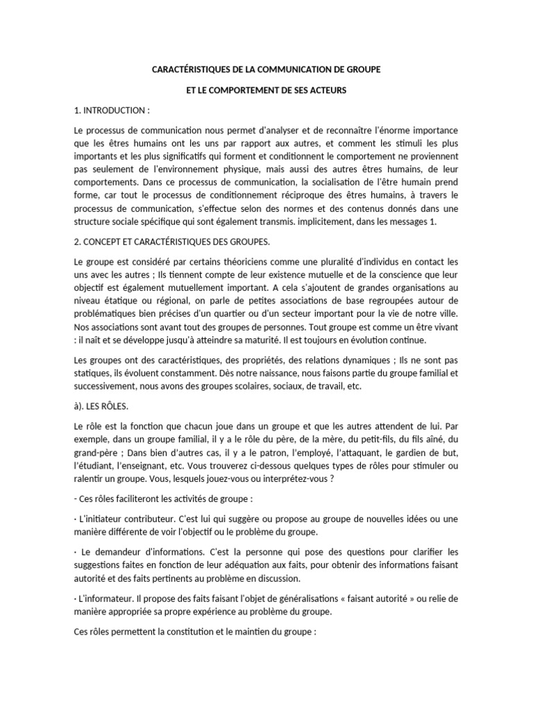 Communication et Comportement de Groupe | PDF | la communication ...
