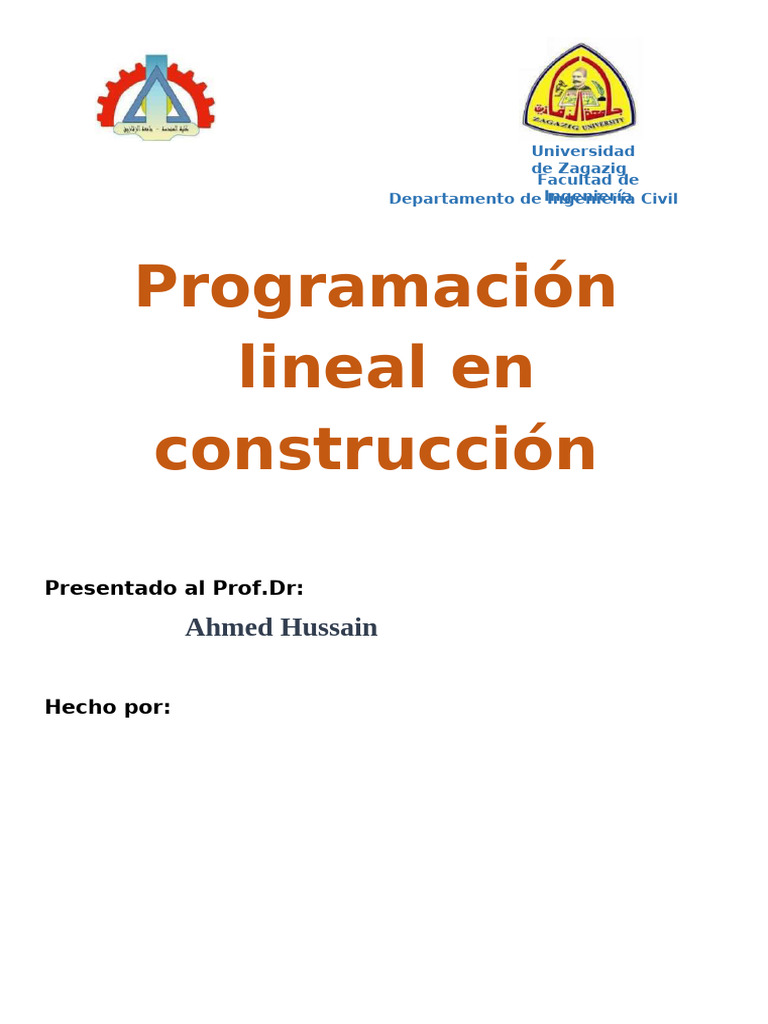 Programación Lineal en Construcción y Materiales | PDF | Programación ...
