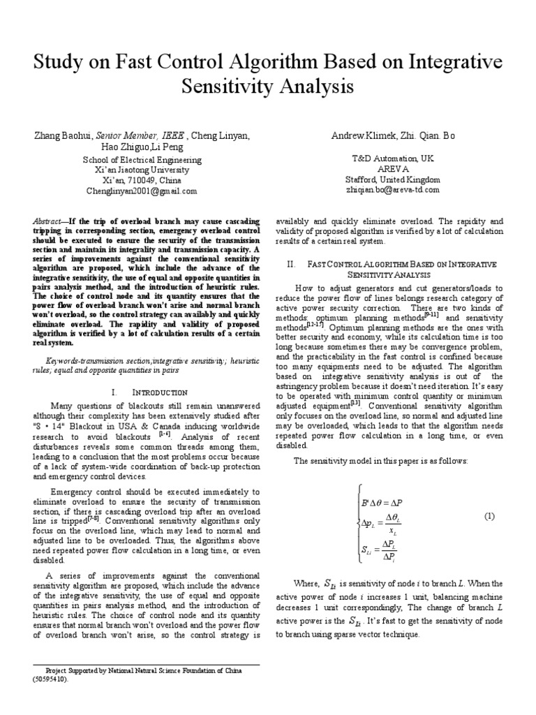 Fast Control Algorithm for Power Overload | PDF | Sensitivity Analysis ...