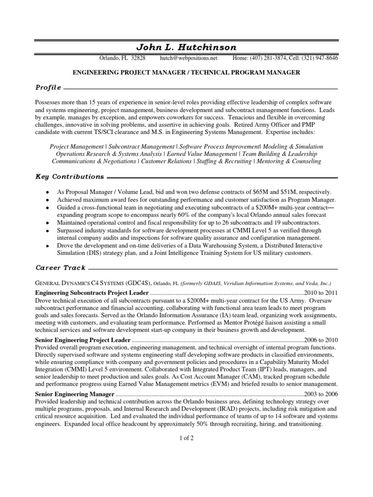 Engineering Project Manager Profile | PDF | Simulation | Project Management