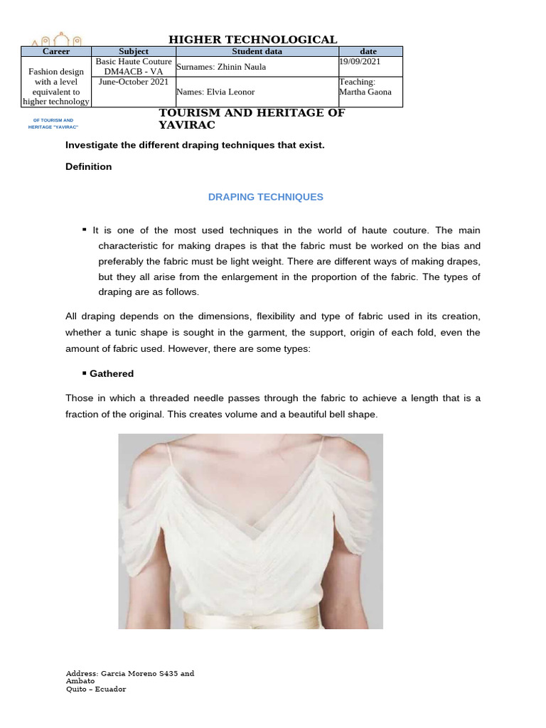Draping Techniques | PDF | Seam (Sewing) | Fashion Design