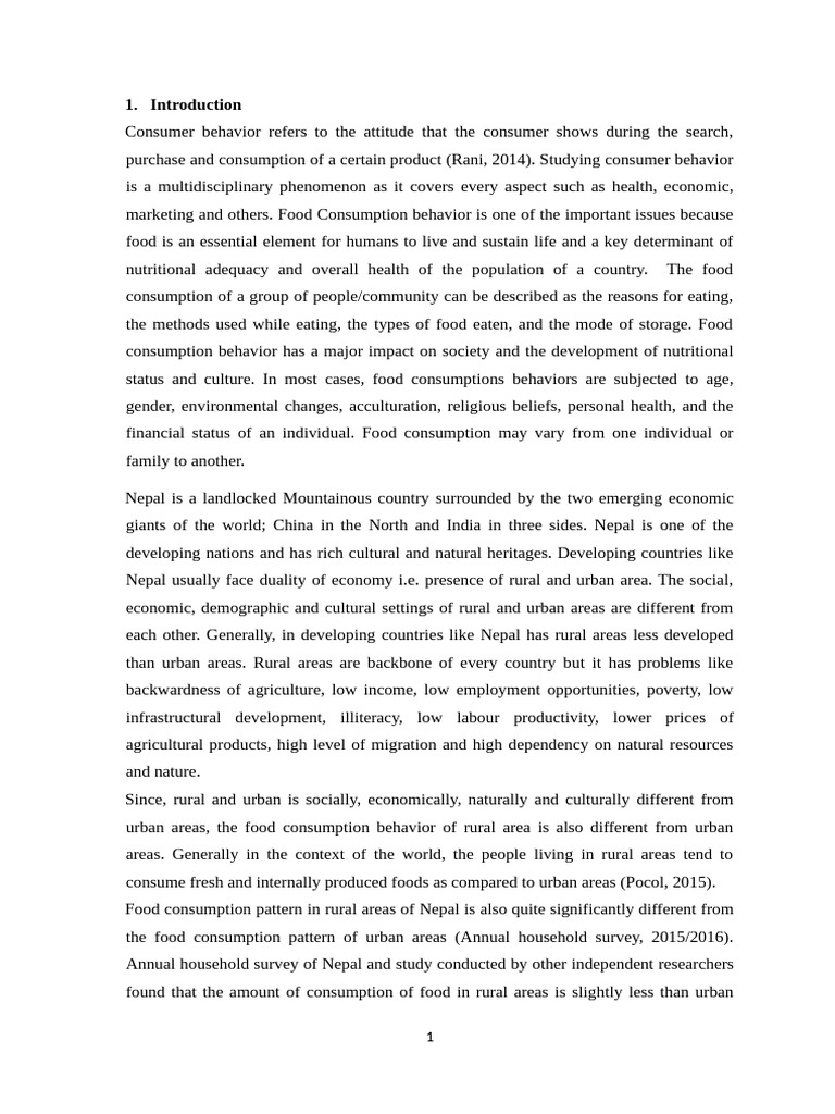 Food Consumption Patterns in Rural Nepal | PDF | Cereals | Meal