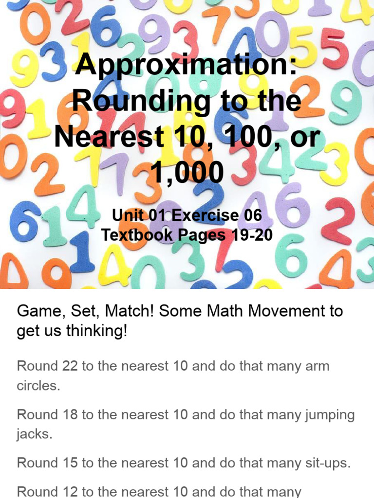 Approximation: Rounding To The Nearest 10, 100, or 1,000: Unit 01 ...