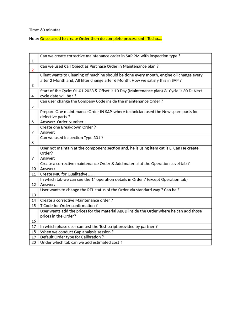 SAP PM Maintenance Order Guide | PDF