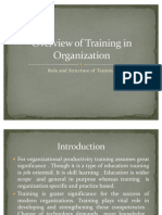 Overview of Training in Organization (Role & Structure )
