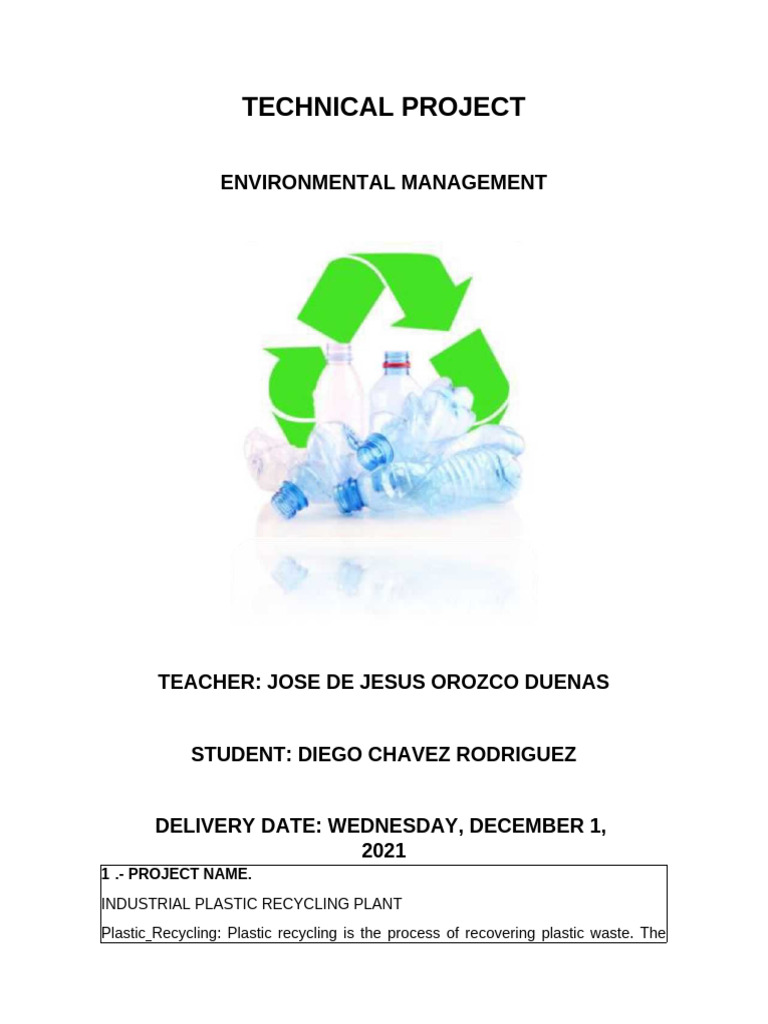 Industrial Plastic Recycling Project | PDF | Plastic | Recycling