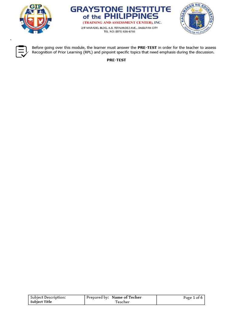 SHS MODULE TEMPLATE | PDF