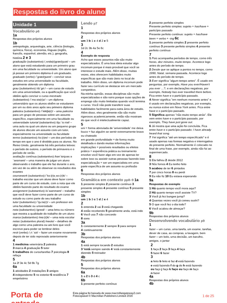 Respostas do Livro do Estudante | PDF | Tempo | Diploma acadêmico
