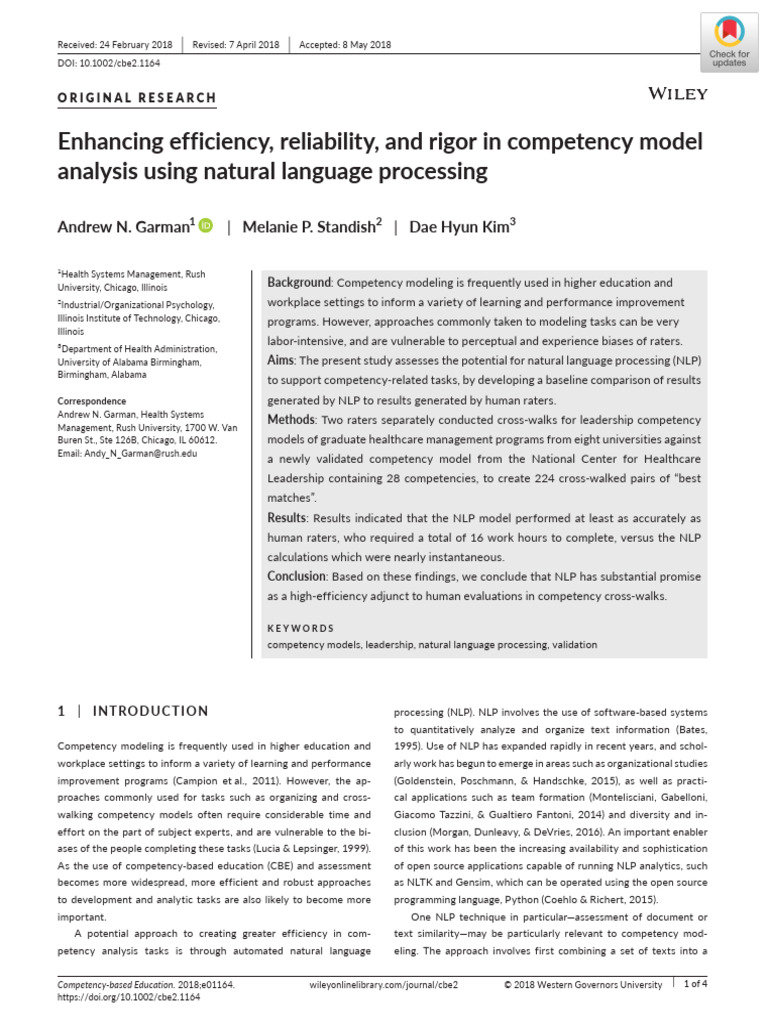 Enhancing Efficiency, Reliability, and Rigor in Competency Model ...