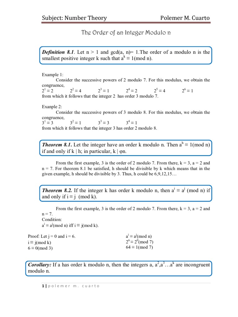 the-order-of-an-integer-modulo-n-report-on-number-theory-pdf