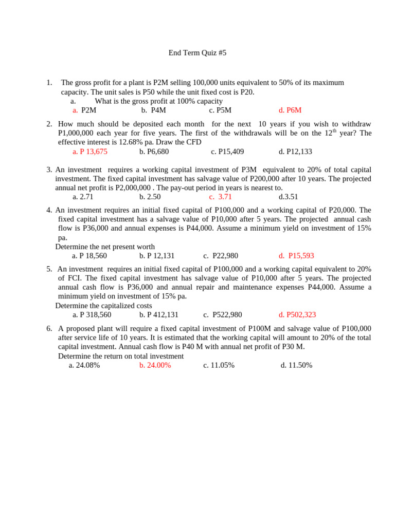 Financial and Investment Quiz | PDF