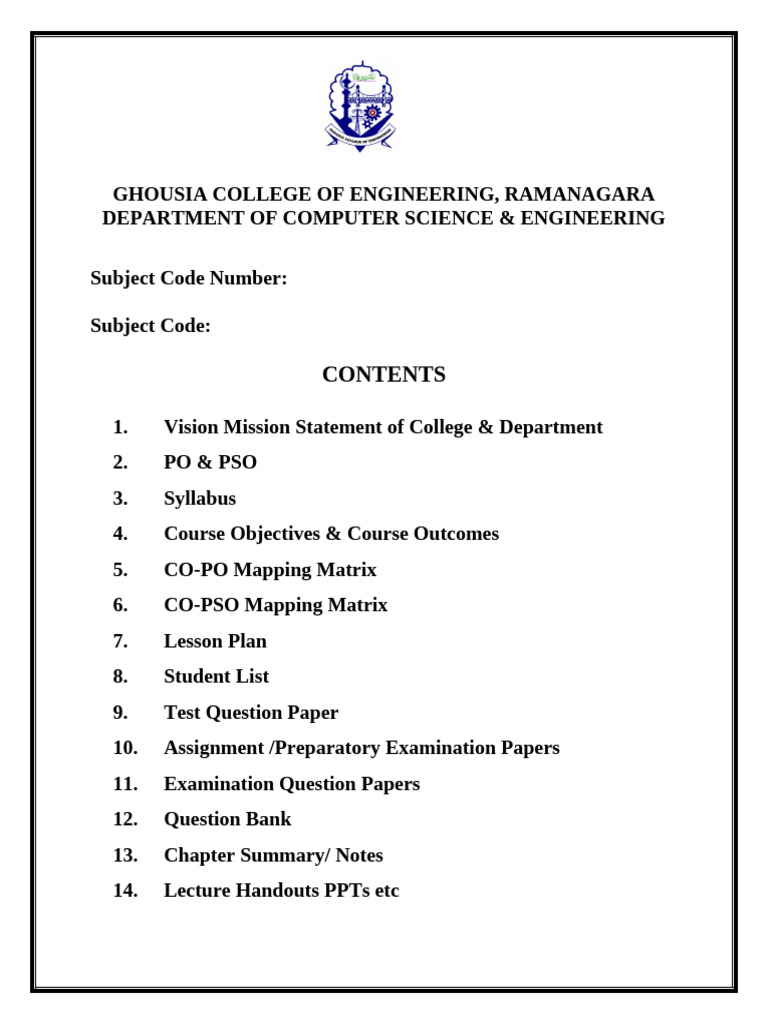 CourseFile CheckList | PDF