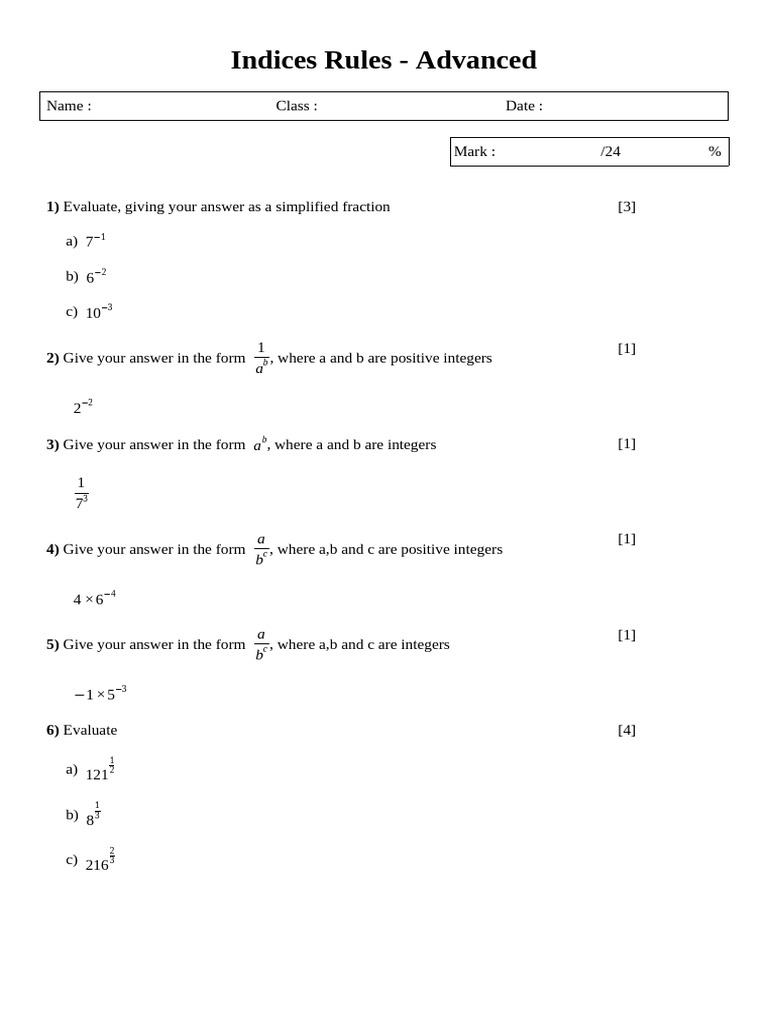 Indices Pdf Mathematics Arithmetic