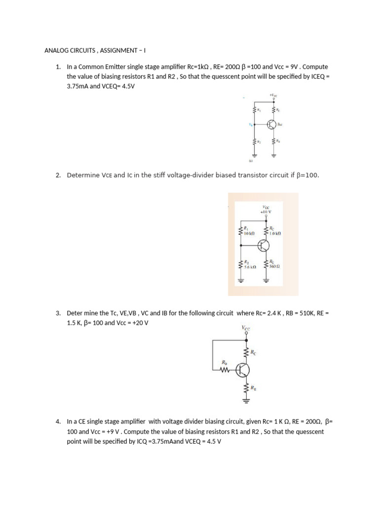 Analog Circuit Assignment Solutions | PDF