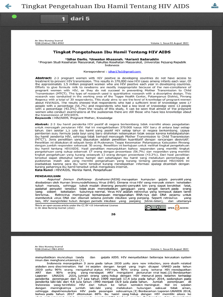 View of Tingkat Pengetahuan Ibu Hamil Tentang HIV AIDS | PDF