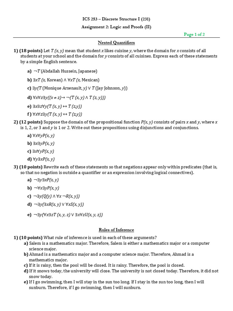 Logic and Proofs Assignment 2 Guide | PDF | Grammar | Semantics