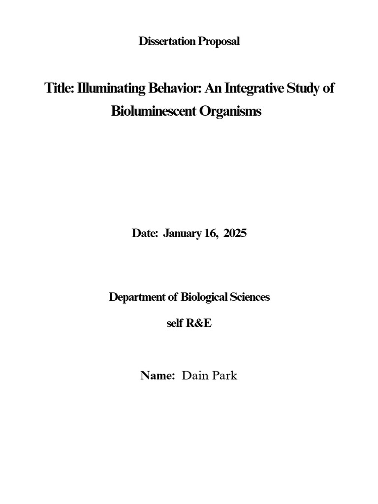 DissertationProposalFormat - Doc 20250116 134459 0000 | PDF | Ecology ...