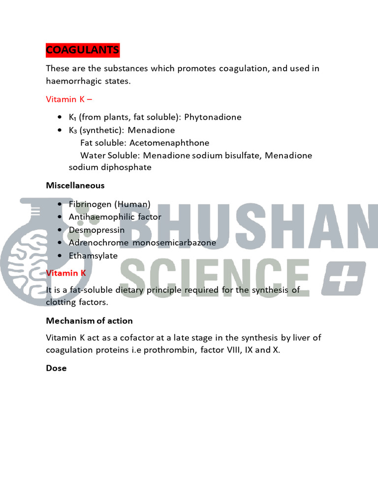 Coagulants: Types, Uses, and Dosages | PDF