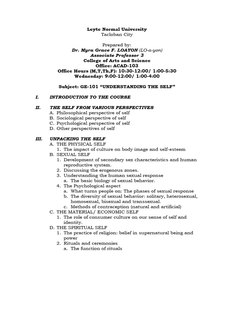 GE-101 Understanding the Self Overview | PDF | Self | Learning
