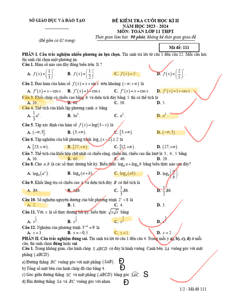 De On Tap Toan 11 So 6 | PDF