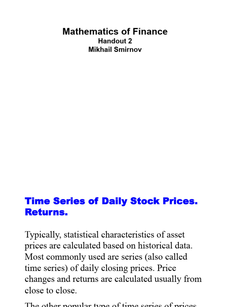 Time Series Analysis of Stock Returns | PDF | Probability Distribution ...
