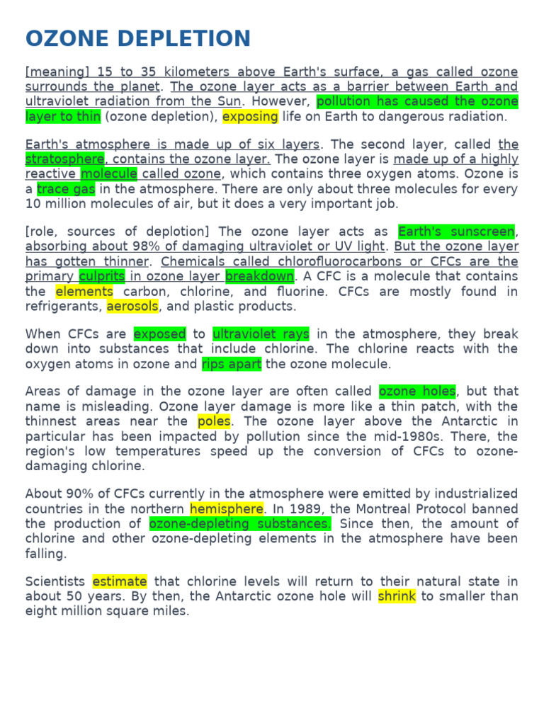 Ozone Depletion: Causes and Effects | PDF