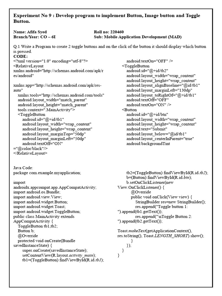 Experiment No 9MAD | PDF | Android (Operating System) | Mobile Software