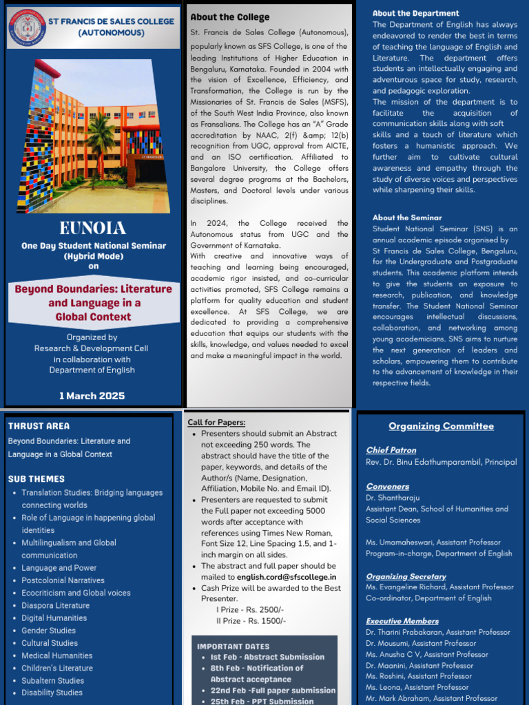 SFS College National Seminar 2025: Call for Papers | PDF | College