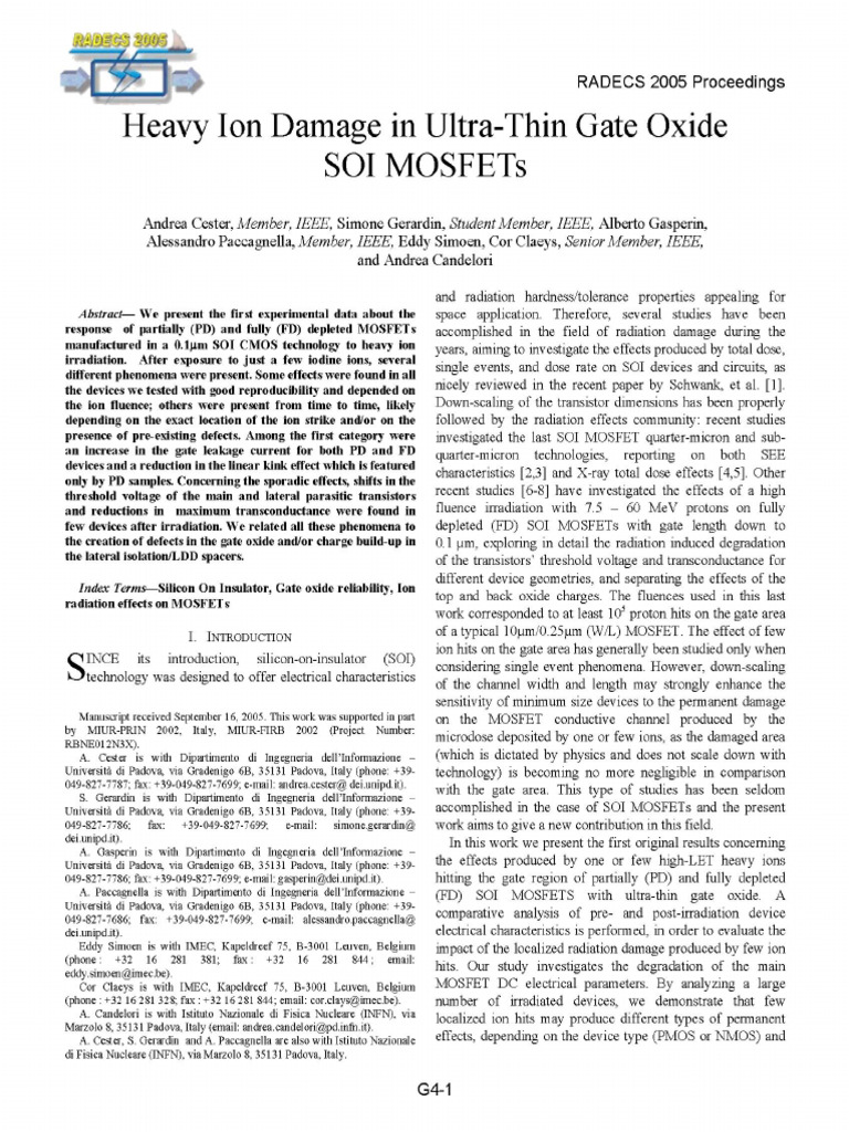 Heavy Ion Effects on SOI MOSFETs | PDF | Mosfet | Field Effect Transistor