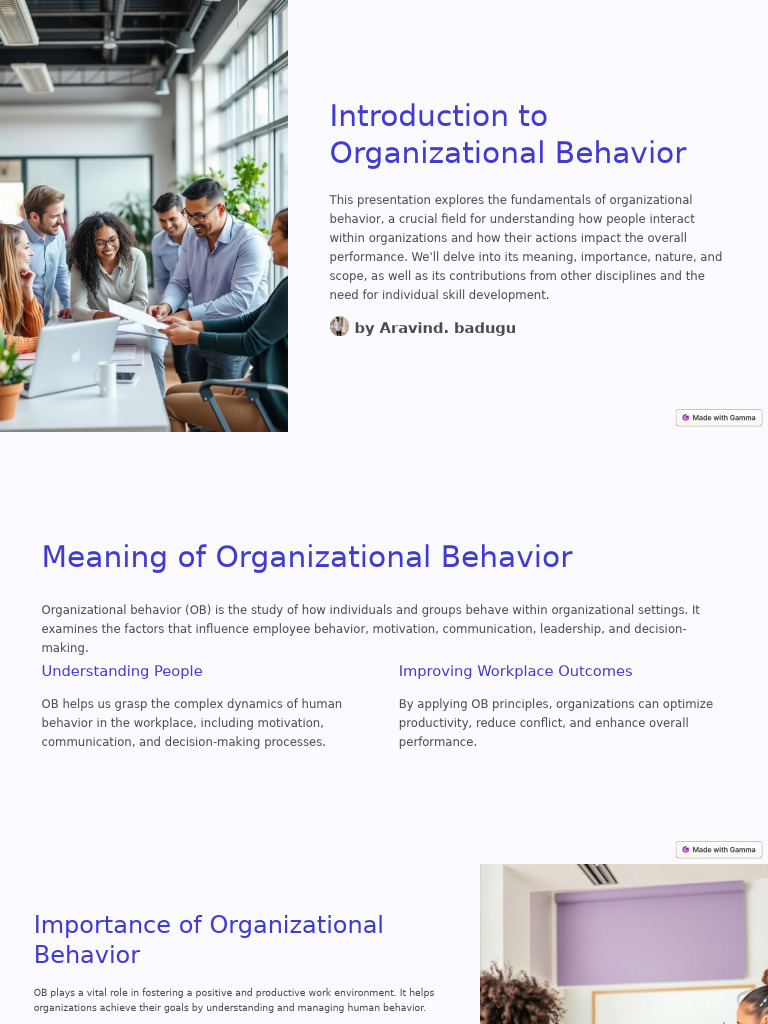 Introduction To Organizational Behavior | PDF | Motivational | Motivation