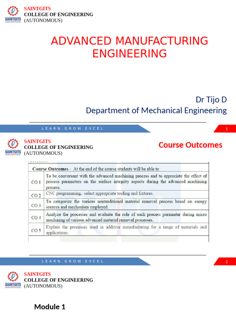 Advanced Manufacturing Engineering Overview | PDF | Sintering ...
