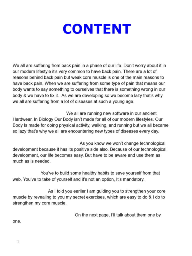 Core Strength Exercises for Back Pain | PDF | Musculoskeletal System