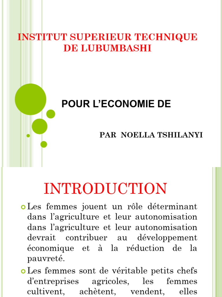Autonomisation des Femmes Rurales et Économie | PDF | Développement ...