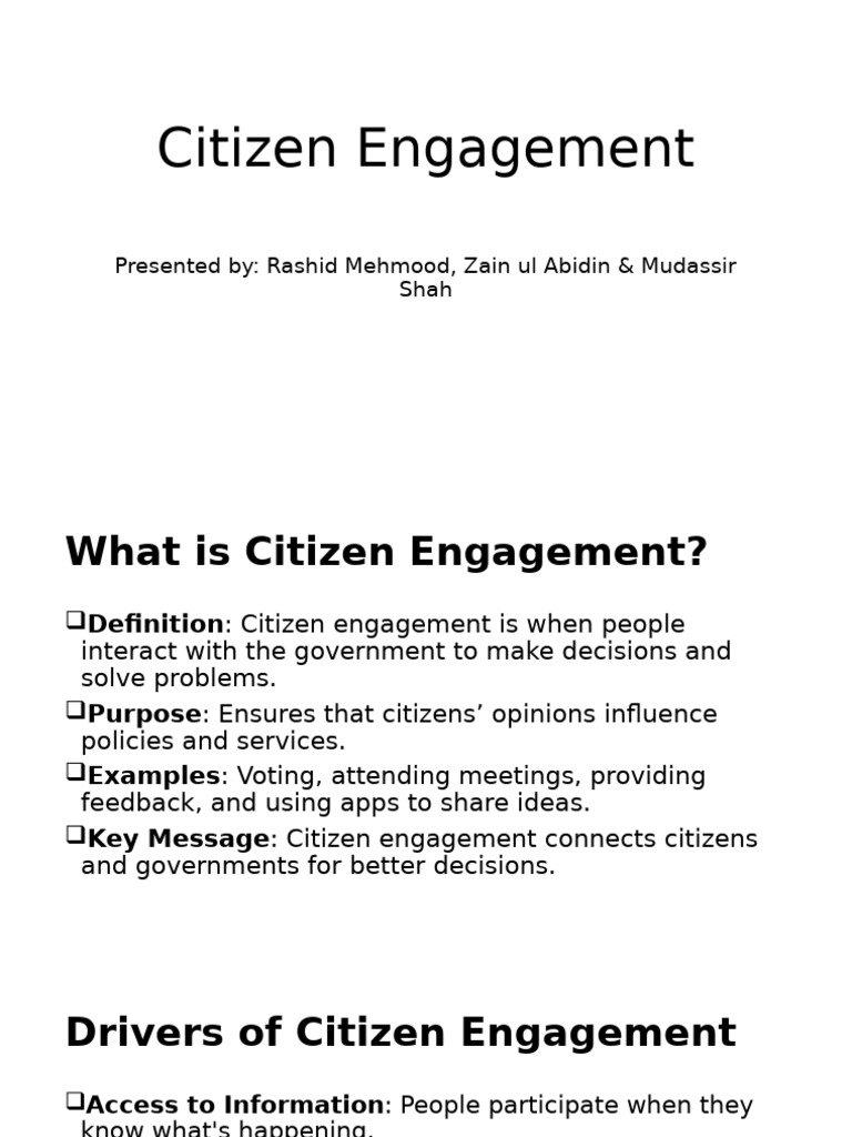 Citizen Engagement by Group 5 | PDF | Accountability | Social Psychology