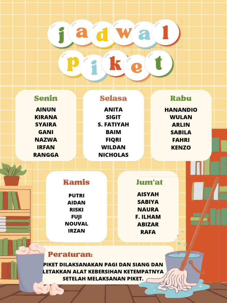 Hijau Dan Kuning Ilustrasi Ceria Jadwal Pelajaran Dokumen A4 | PDF