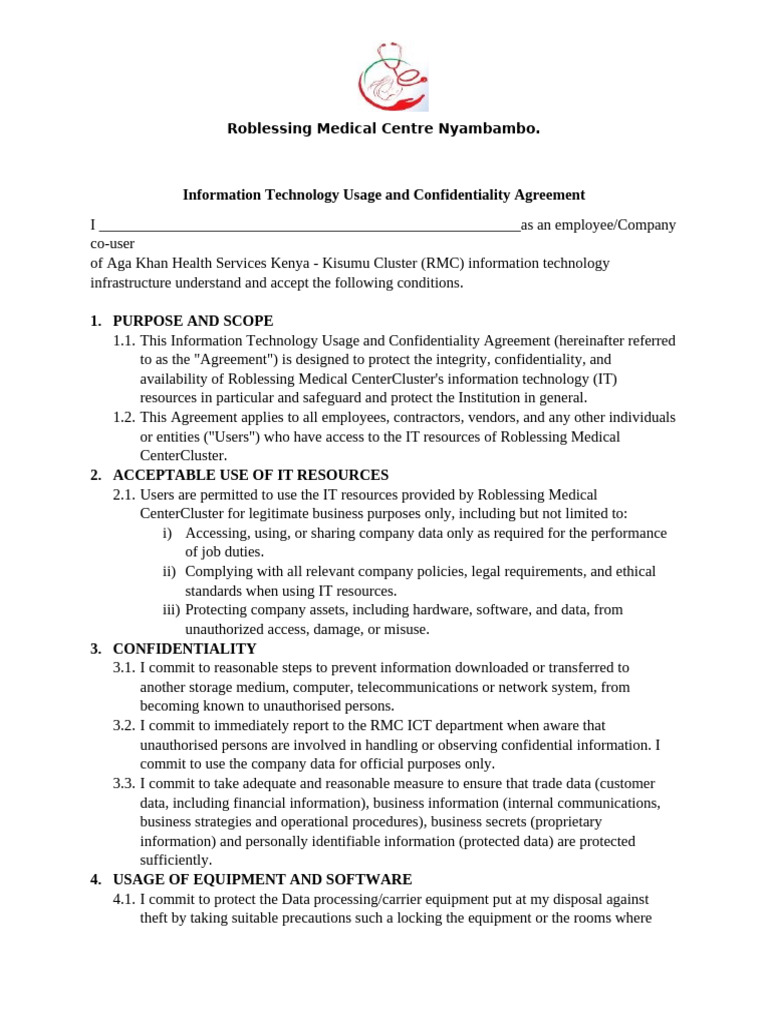 IT Usage & Confidentiality Policy | PDF | Information Security | Password