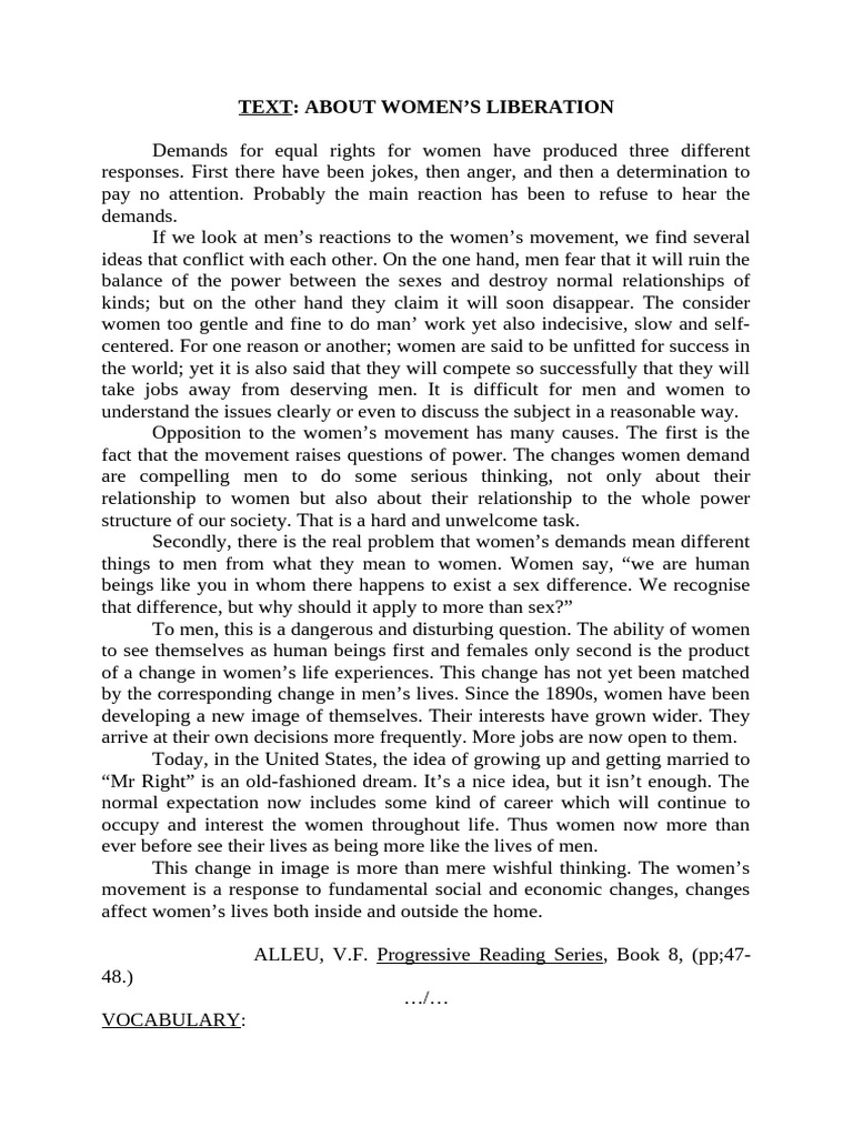 Women's Liberation: Men's Reactions Explained | PDF