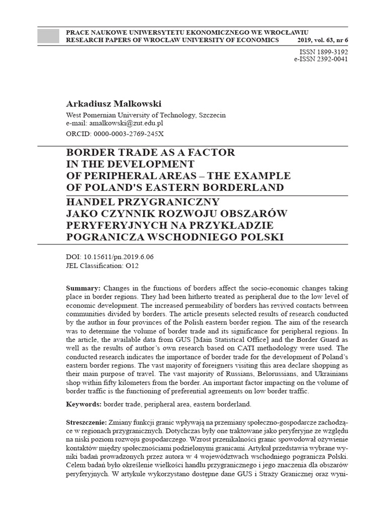 Border Trade As A Factor in The Development of Per | PDF | Belarus ...