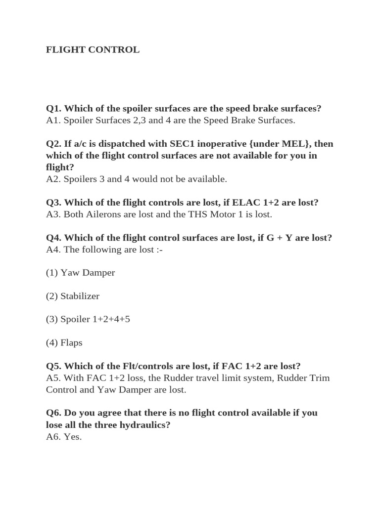 Flight Control Systems Overview and Protections | PDF | Flight Control ...