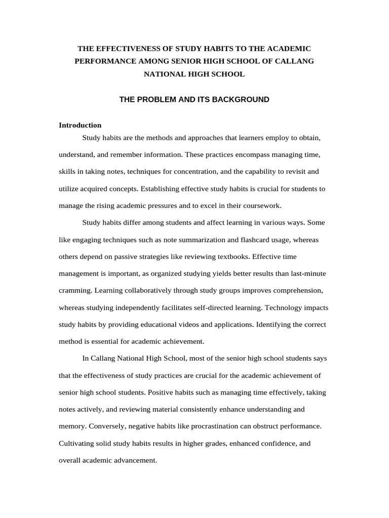 Impact of Study Habits on Academic Success | PDF | Procrastination ...
