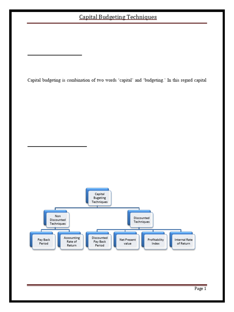 Essential Capital Budgeting Techniques | PDF | Net Present Value ...