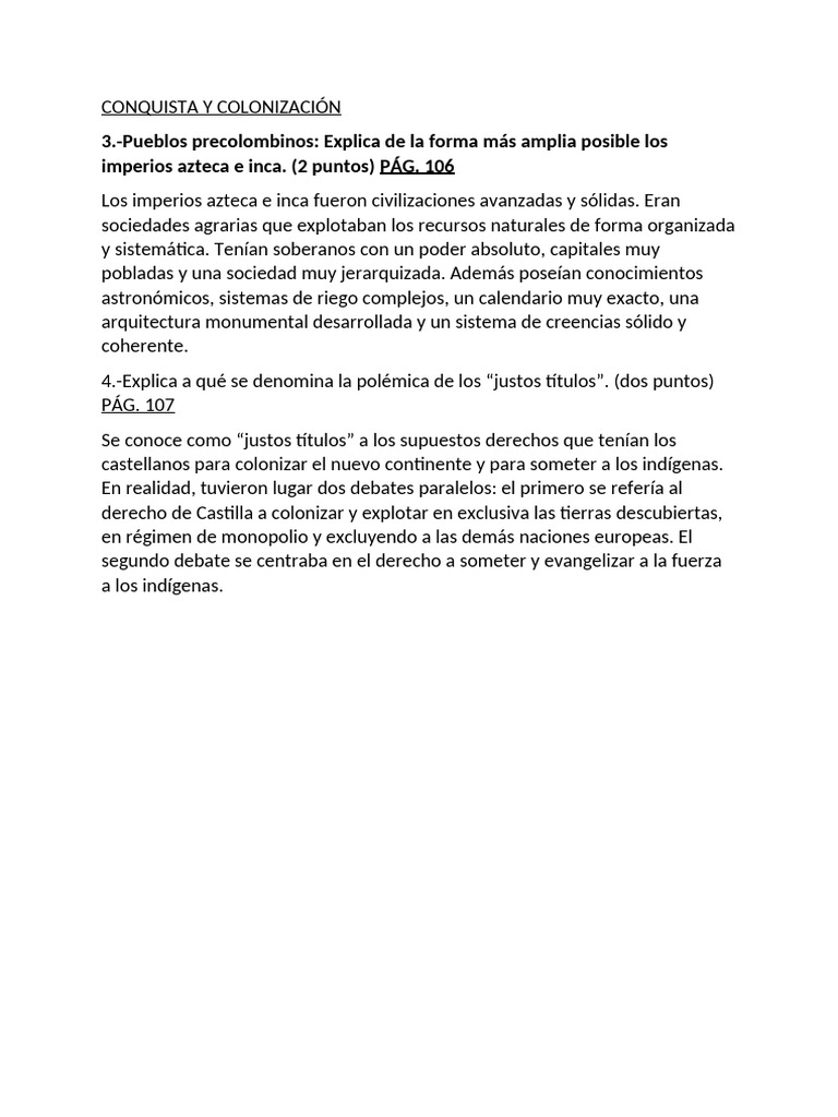 Imperios Azteca e Inca y Justos Títulos | PDF