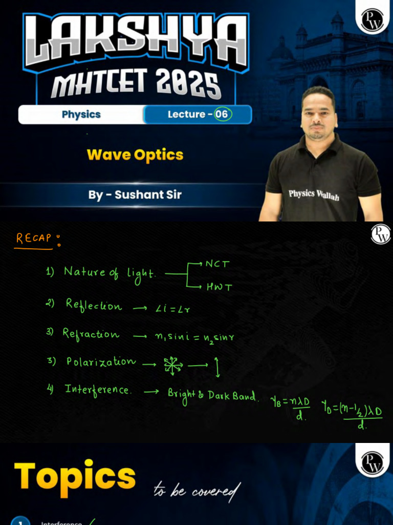 66671b5d2d248b0018a92e20 - ## - Wave Optics 06 Class Notes | PDF