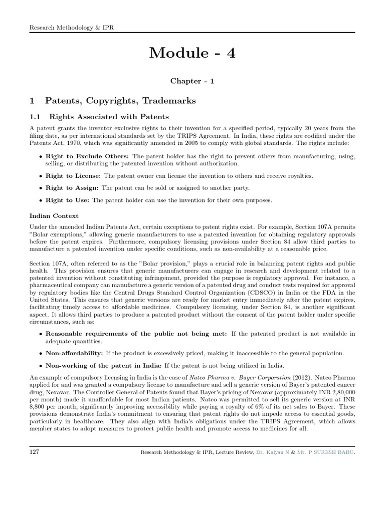 M4_Notes | PDF | Patent Infringement | Patent