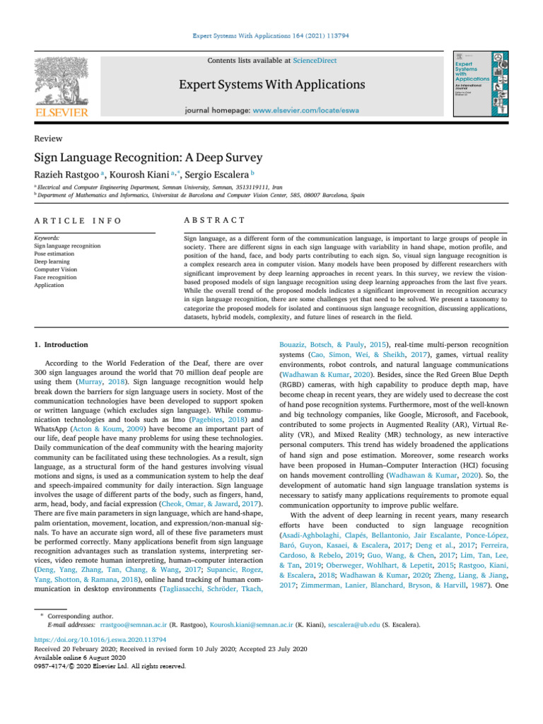 Deep Learning in Sign Language Recognition | PDF | Deep Learning | Sign ...
