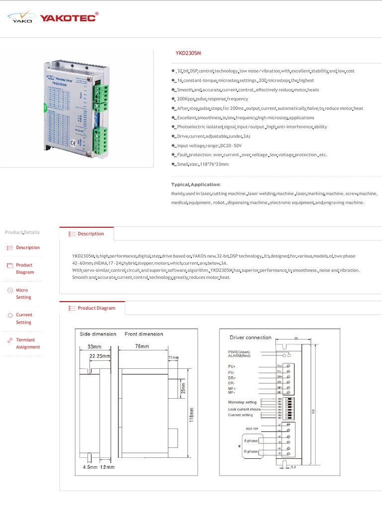 ykd2305m Stepper Motor | PDF | Digital Signal Processing | Electrical ...