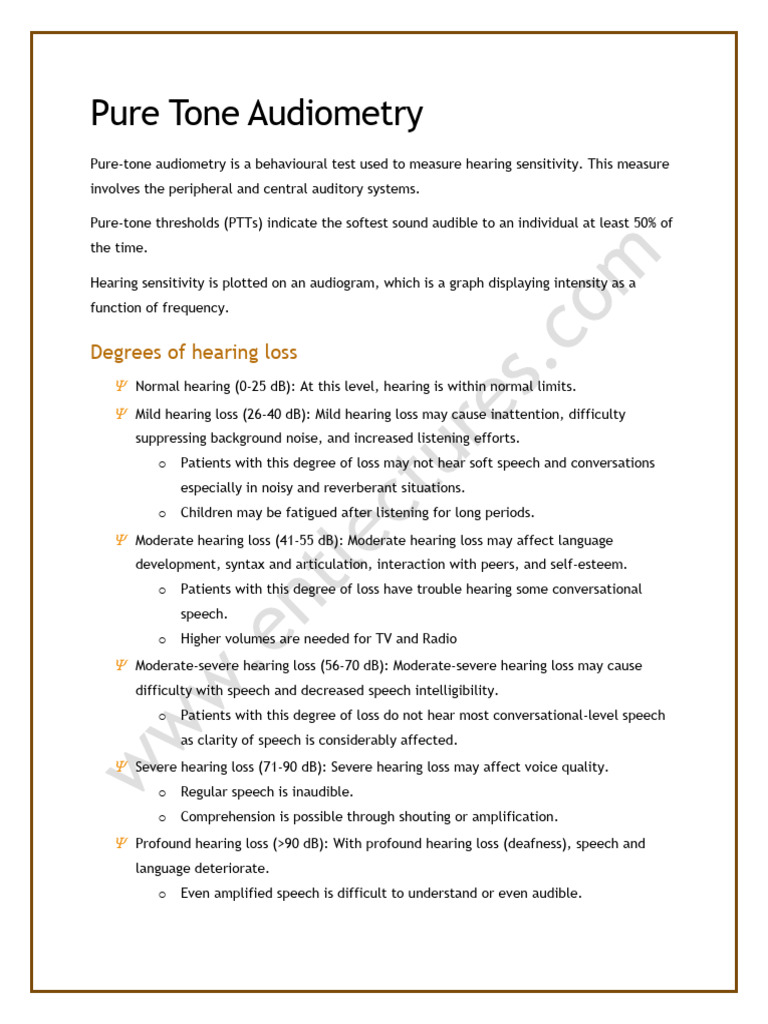 Pure Tone Audiometry Explained | PDF | Hearing Loss | Sound