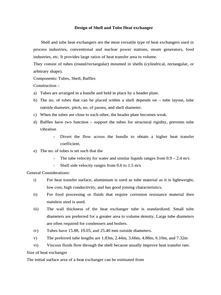 Shell and Tube Heat Exchanger Design | PDF | Heat Exchanger | Pipe ...