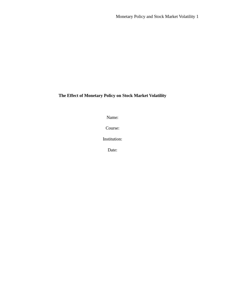 The Impact of Monetary Policy On Stock Market Volatility | PDF ...