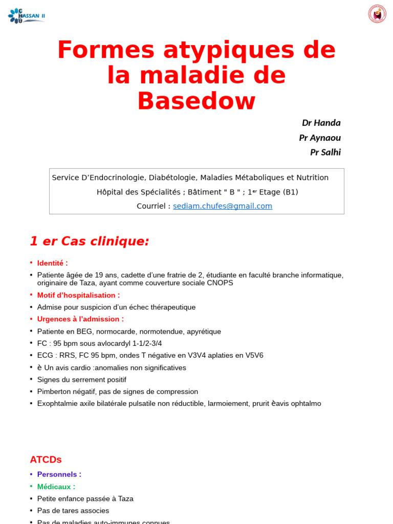 Maladie de Basedow : Cas clinique atypique | PDF | Hyperthyroïdie ...